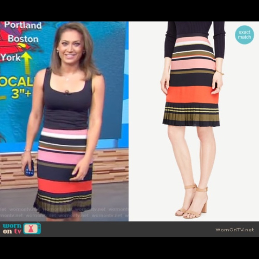 Ann Taylor Fluted Striped Skirt